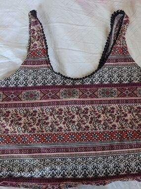 Forever 21 Boho Printed Scoop Tank in Pink, Cream & Black